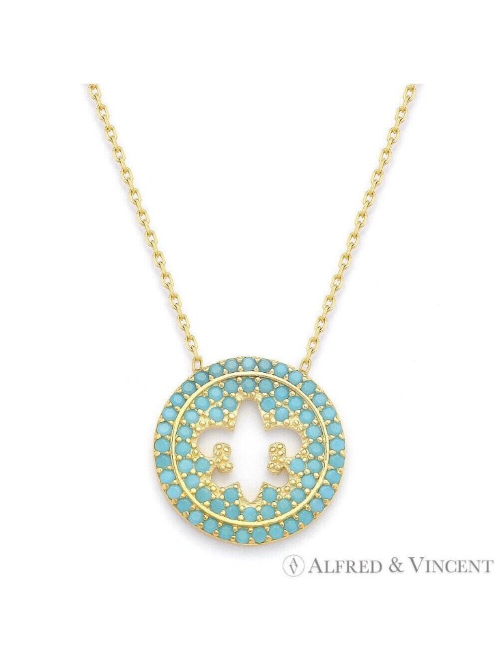 Fleur-De-Lis Charm Nano Crystal Pendant in .925 Sterling Silver w/ 18k YGold